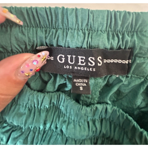 Guess Green Stretch Waist Drawstring Nylon Jogging Shorts Small - Picture 7 of 12